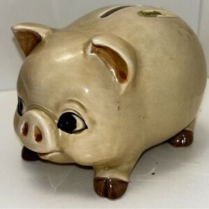 Otagiri OMC Japan vintage ceramic piggy bank /coin bank with adorable expression